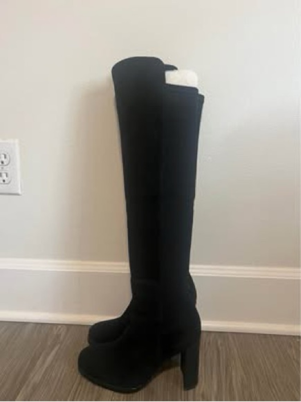 Stuart Weitzman Tall Black Over-the-Knee Block Heel Boots